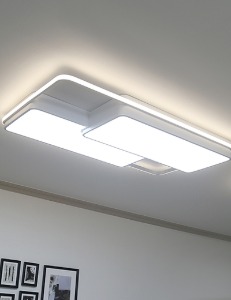 LED 더블스퀘어 거실등 125W / 국산 주광+전구 혼합